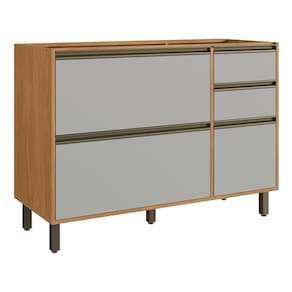 Balcão 2 Portas 3 Gavetas 120cm Mdf Cr6026 Nature/off White