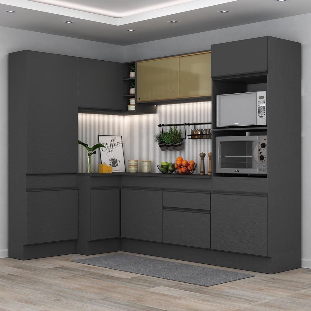 Armário De Cozinha Completa De Canto Preto