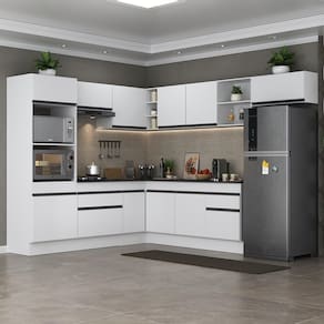 Armário De Cozinha Completa De Canto Branco/preto
