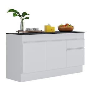 Balcão Cozinha Gabinete Pia 150 Cm 3 Portas 1 Gaveta Branco