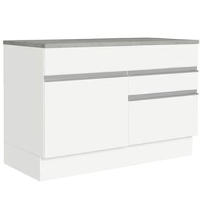 Balcão Gabinete De Pia 120 X 60 Cm 1 Porta 2 Gavetas Branc