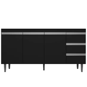 Balcão Gabinete De Pia 160Cm 3 Portas 3 Gavetas Preto