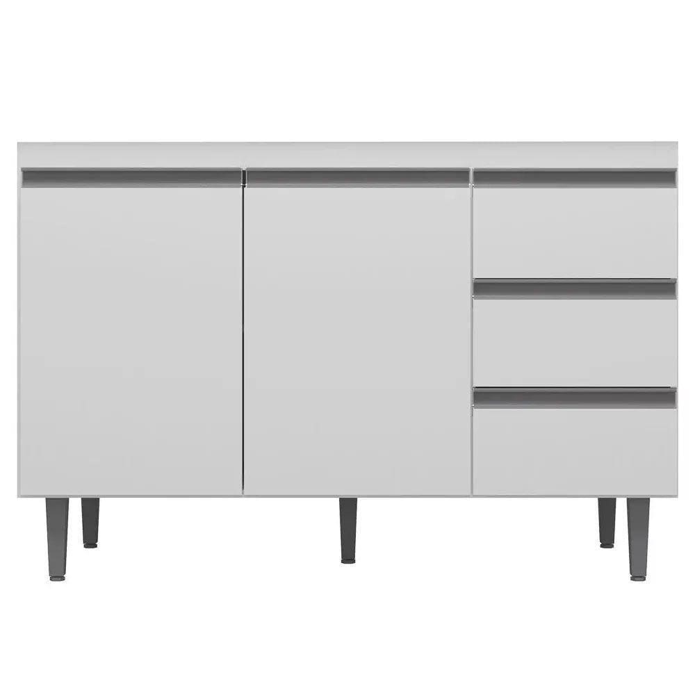 Balcão Gabinete De Pia 120Cm 2 Portas 3 Gavetas Branco