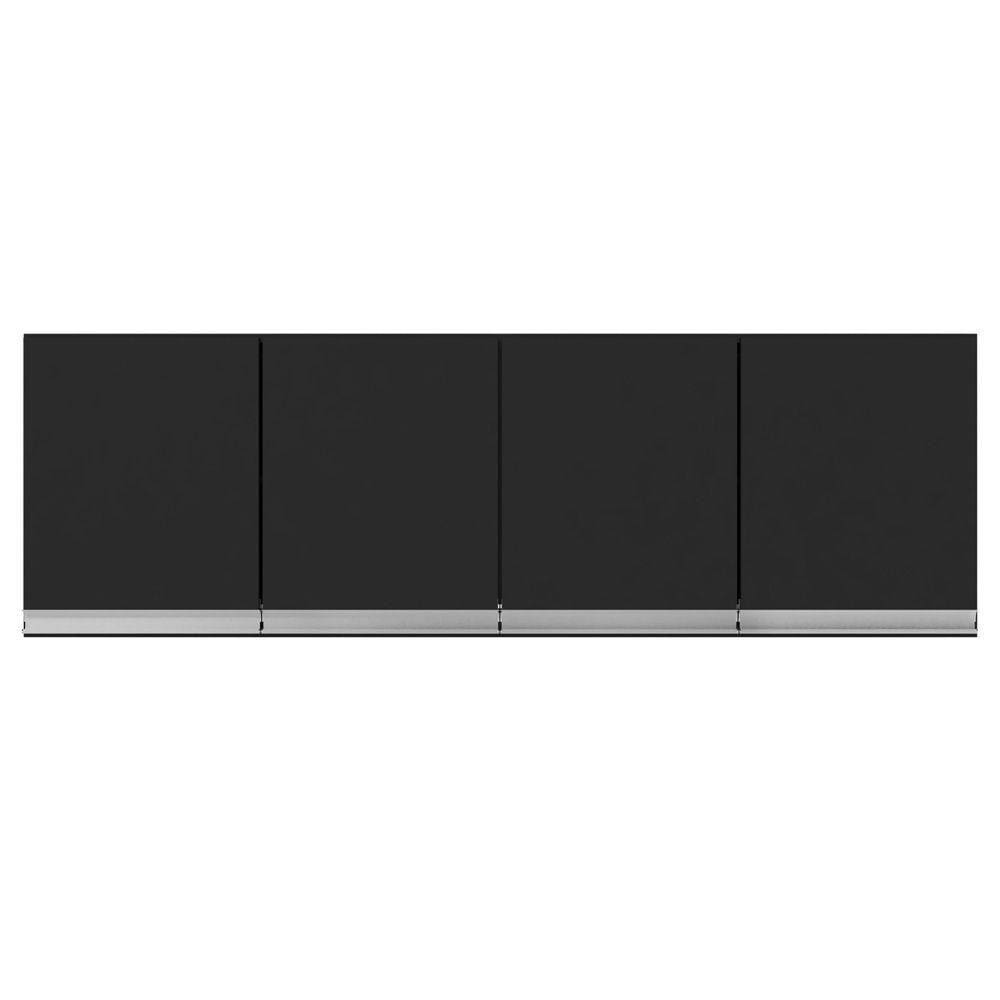 Armário Aéreo Cozinha 4 Portas 160 Cm Preto Fosco