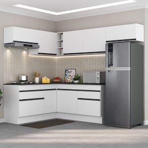 Armário De Cozinha Completa De Canto Branco/preto