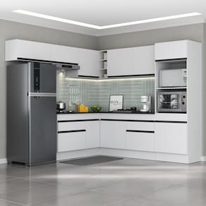 Armário De Cozinha Completa De Canto Branco/preto
