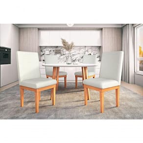 Kit 4 Cadeiras Reforçada Sala De Jantar Cozinha Luxo Bege