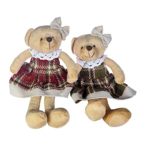 Ursa Decorativo Pelúcia Xadrez Vrm/vrd 28x15x7 1114196