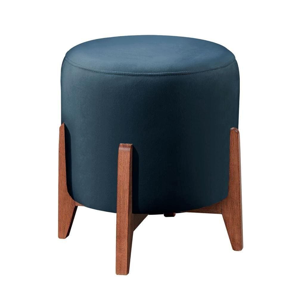 Puff Banqueta Thor Luxo Veludo Azul Marinho