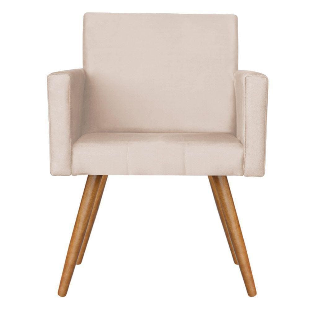 Poltrona Vitória Decorativa Veludo Creme