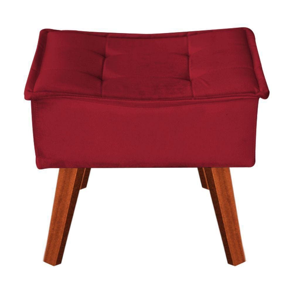 Kit 2 Puffs Opala Decorativo Suede Vermelho - Navega Móveis
