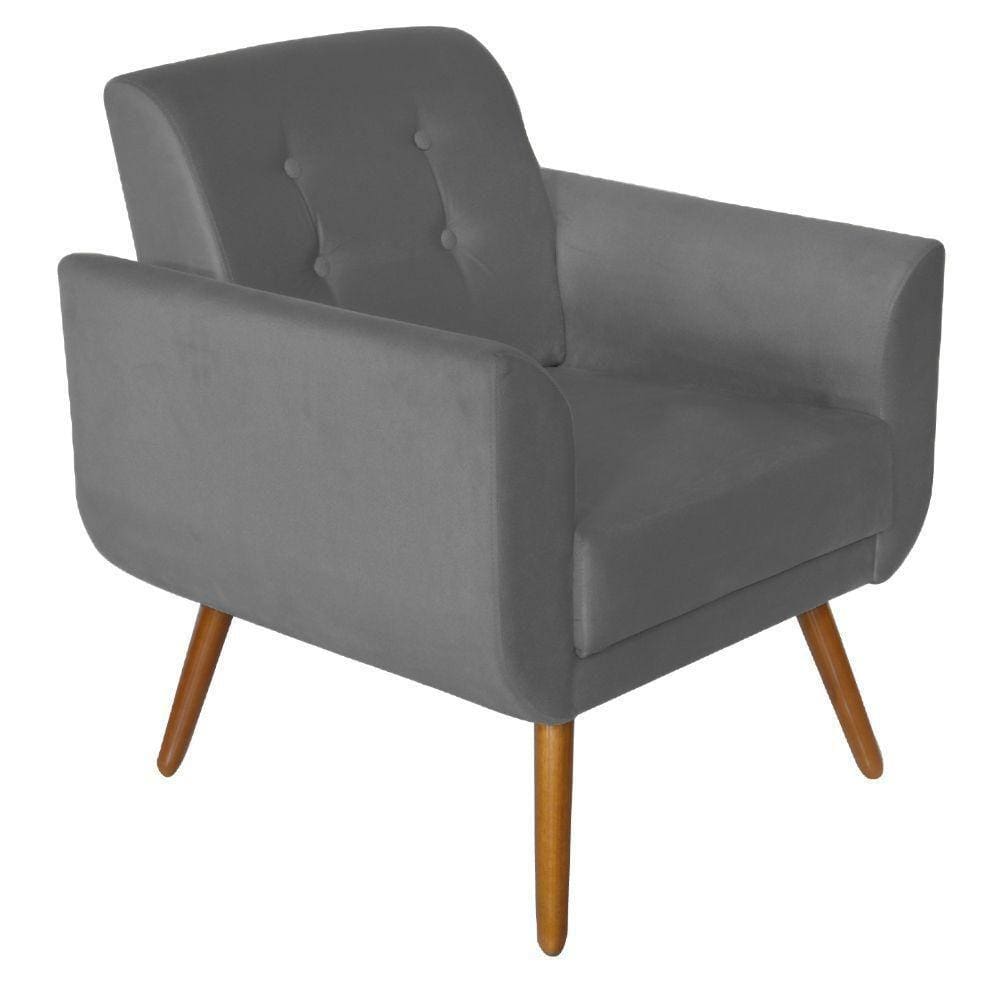 Poltrona Agata Decorativa Suede Cinza