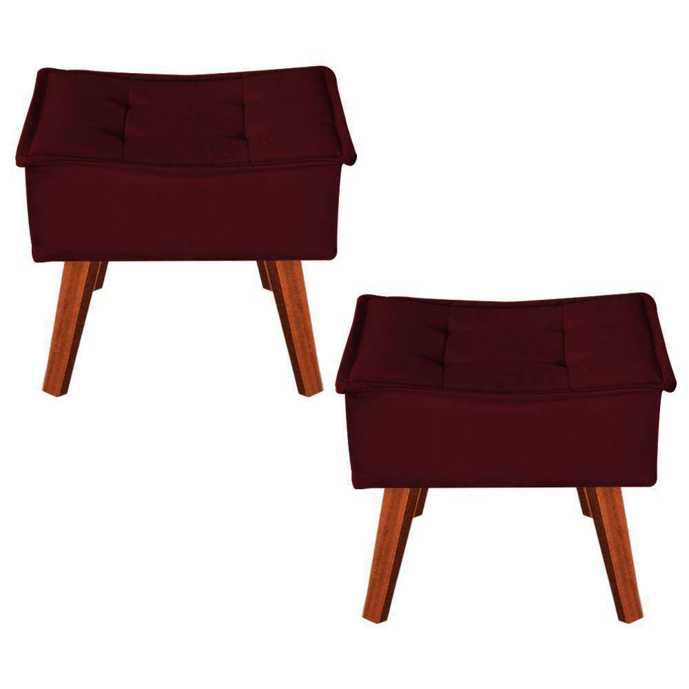 Kit 2 Puffs Opala Suede Bordo