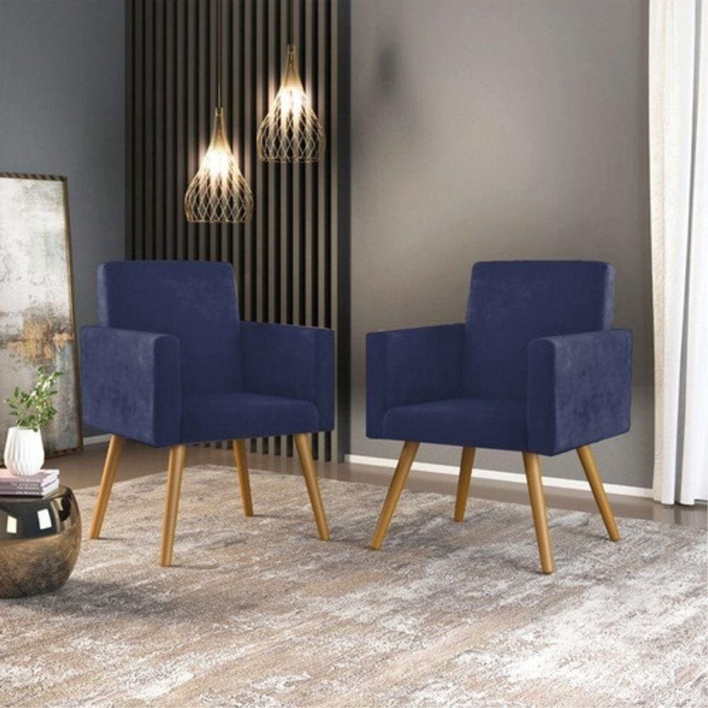 Kit 02 Poltrona Star Ina Confortavel Theo Azul Marinho