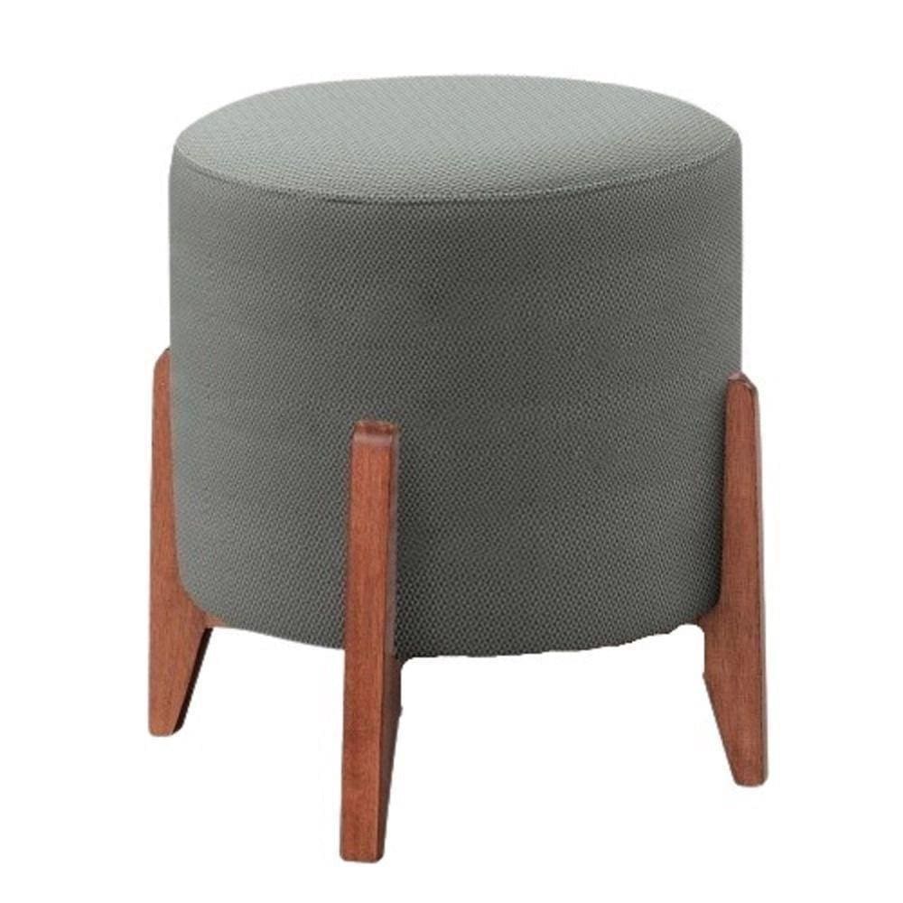 Puff Banqueta Thor Luxo Madeira Maciça Premium Veludo Cinza