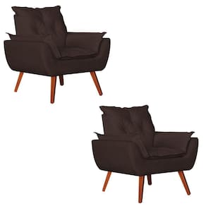 Kit 2 Poltronas Opala Decorativa Suede Marrom