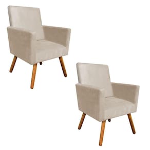 Kit 2 Poltronas Nina Sala De Estar Luxo Suede Bege