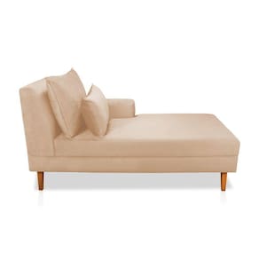 Divã Chaise Jade 1,60 Cm Pés Chanfrado Suede Bege