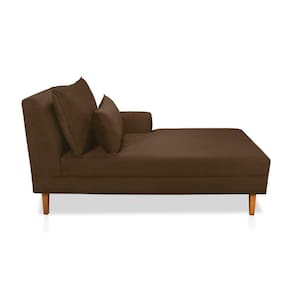 Divã Chaise Jade 1,60 Cm Pés Chanfrado Suede Marrom