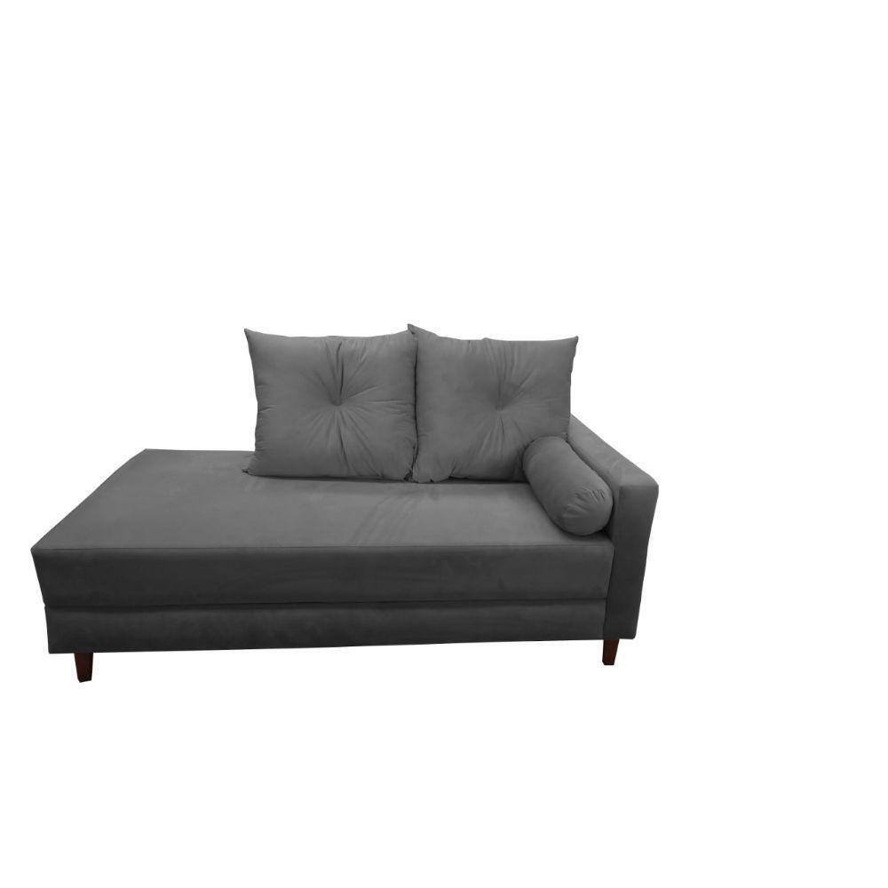Divã Recamier Berlim 1,80 Cm Lado Direito Suede Cinza Escuro