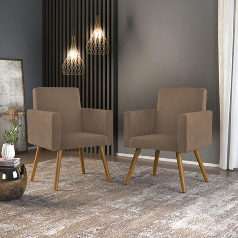 Kit 02 Poltronas Decorativa Nina Sala capuccino