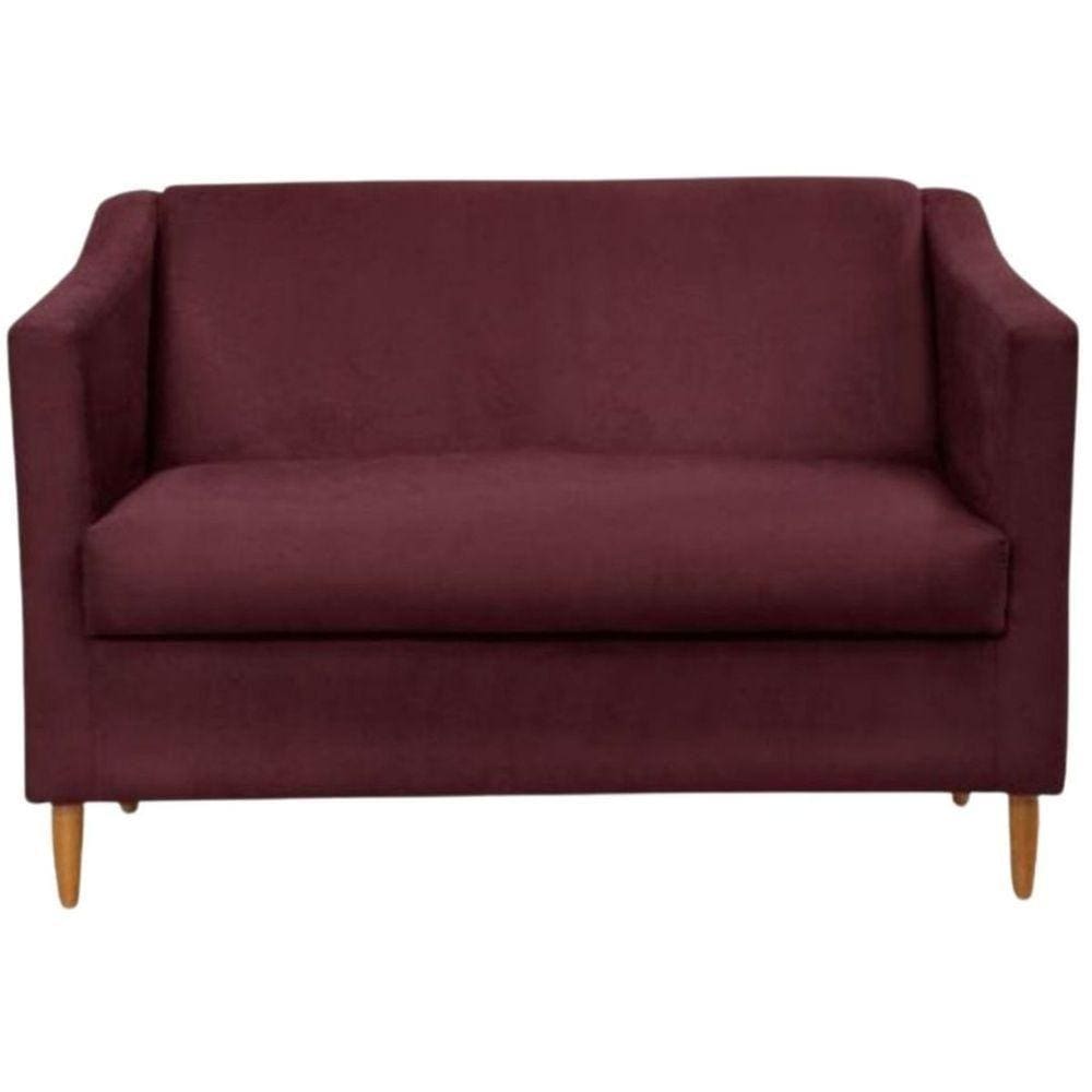 Namoradeira Sofá 2 Lugares Suede Bordo