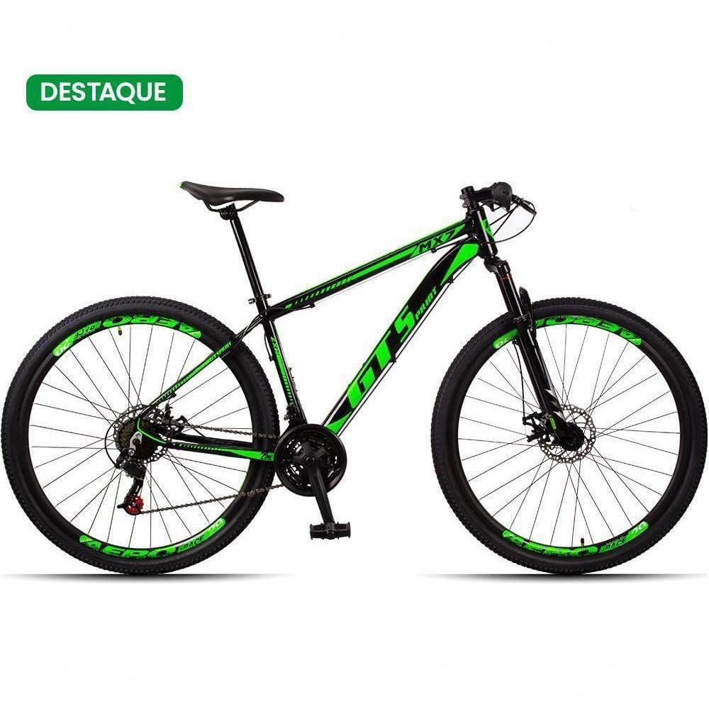 Bicicleta 29 Gt Mx7 21 Marchas Mtb Alumínio Preto+Verde