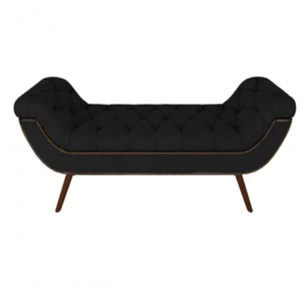Calçadeira Recamier Estofada Veneza 1,60 Cm Veludo Preto