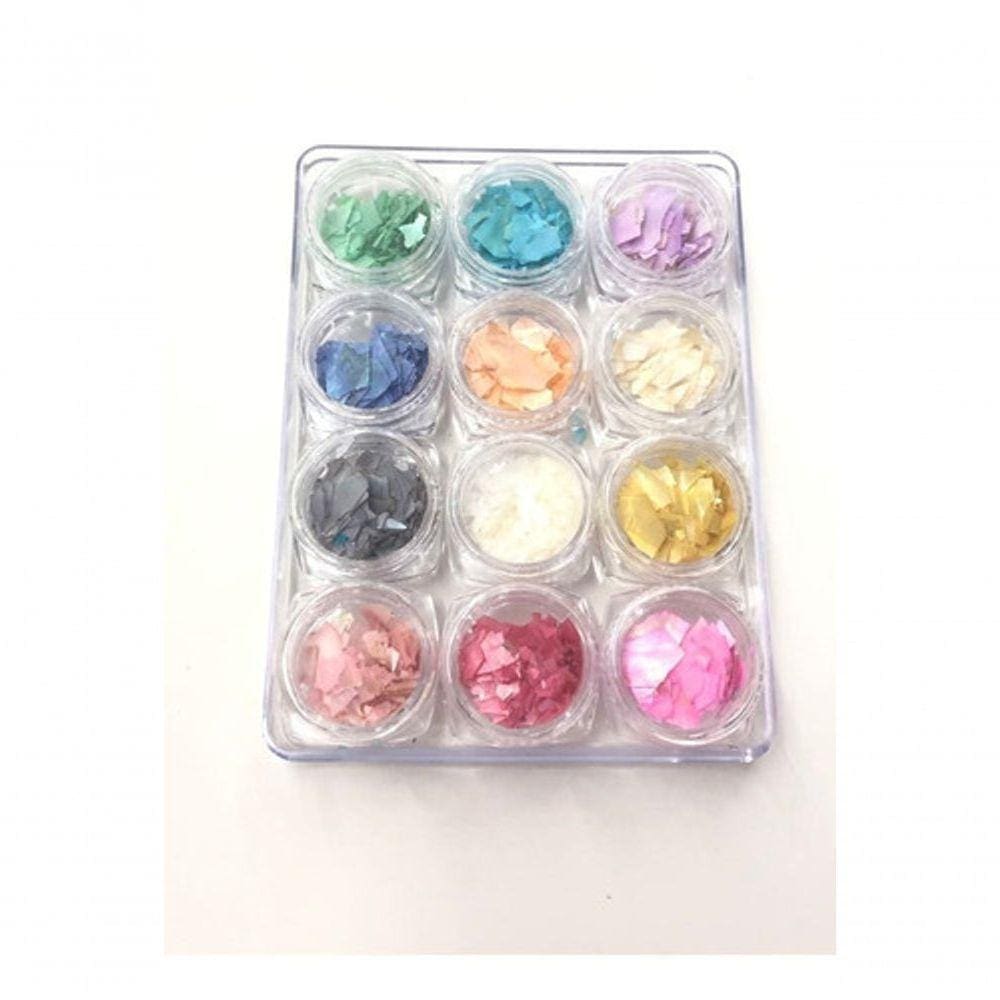 10 Kit 12 Cores Pedras Madre Peróla Encapsulamento Acrigel