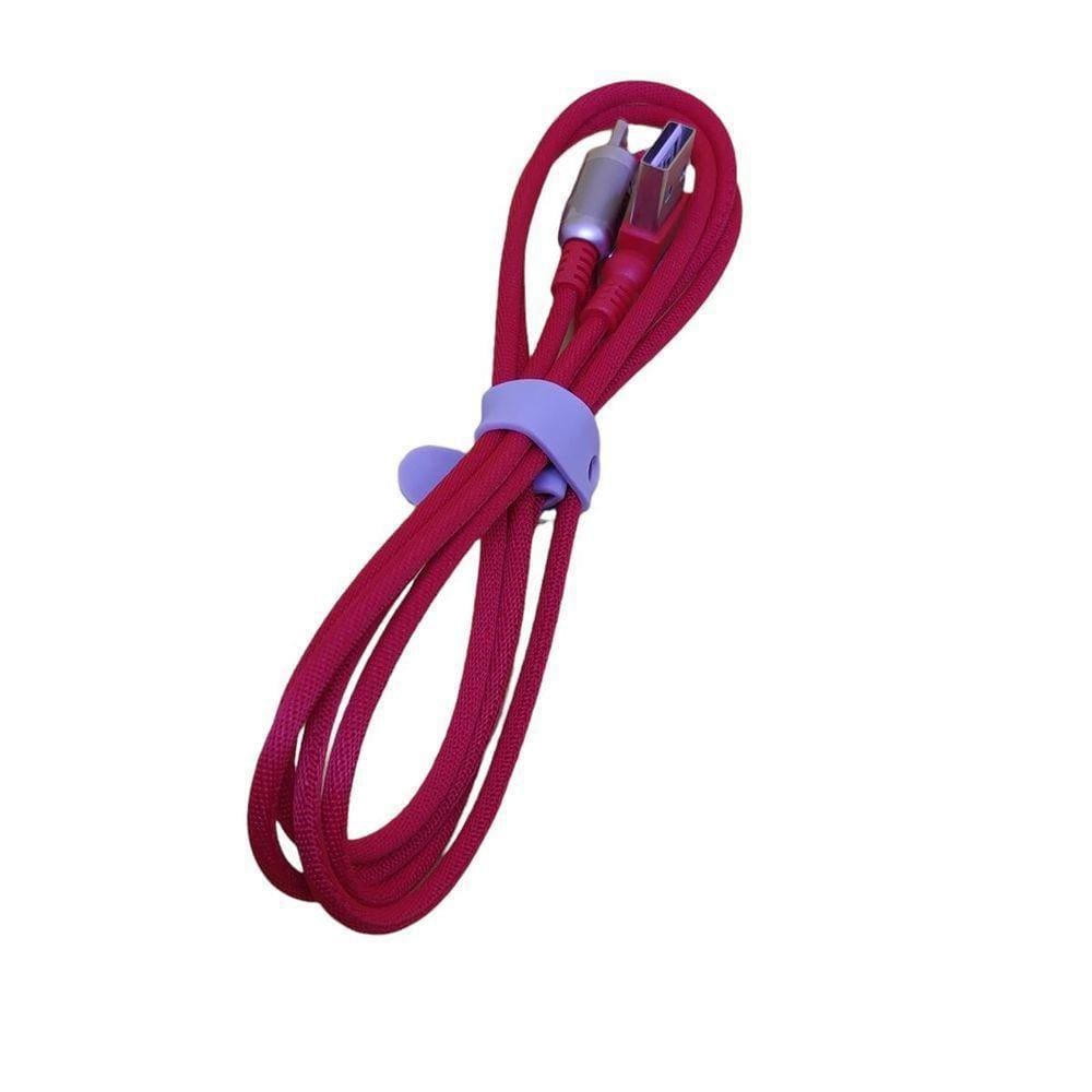 Cabo Micro Usb Nylon 2.4A 1.2M Vermelho V8 Reversível Rápido