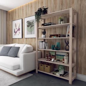 Expositor Estante Pinus 6 Prateleiras Madeira Com Nichos