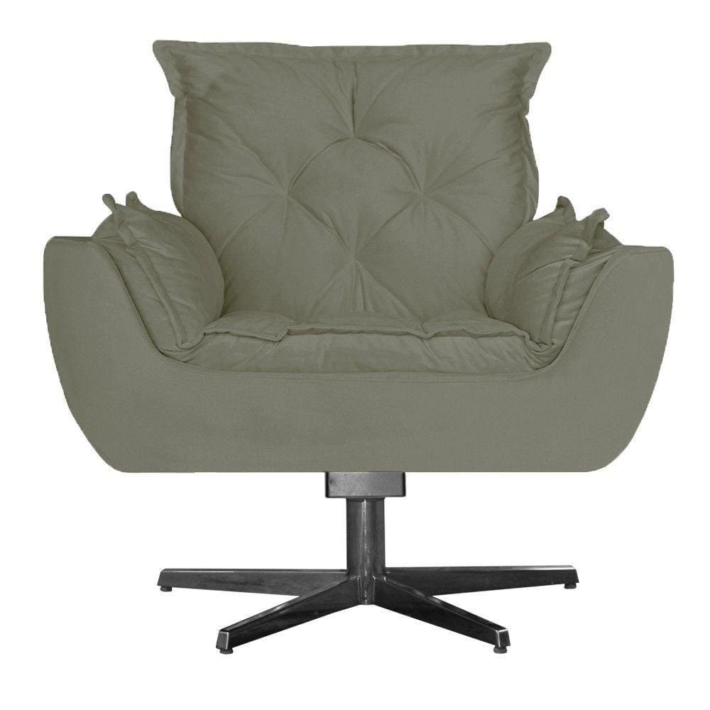 Poltrona Opala Base De Balanço Amamentação Suede Creme