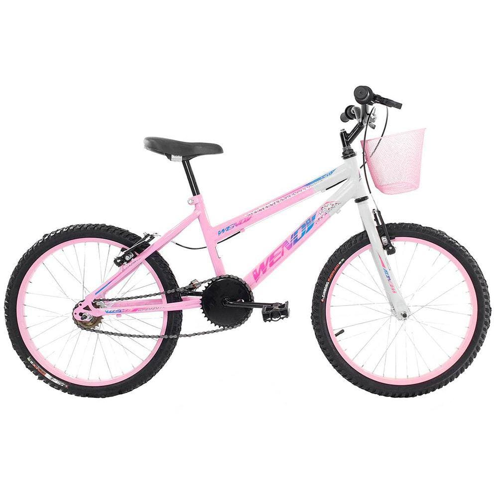 Bicicleta Feminina Infantil Passeio Aro 20 Wendy Com Cesta