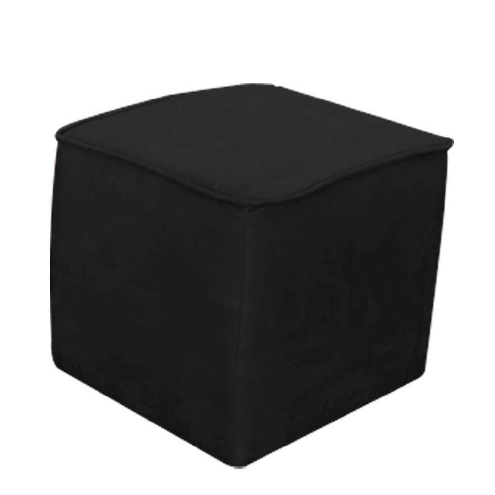 Puff Decorativo Quadrado Suede Preto -Bela Casa Shop