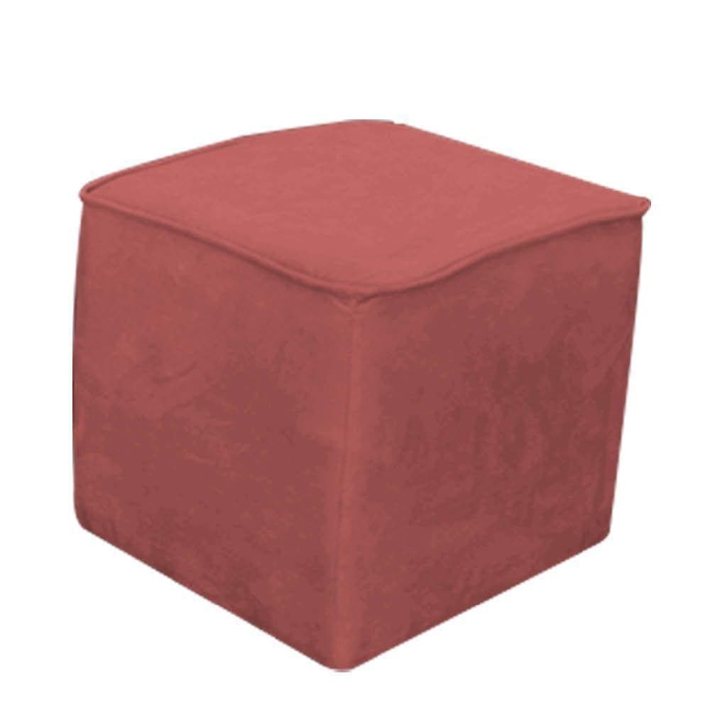 Puff Decorativo Quadrado Veludinho Rose -Bela Casa Shop