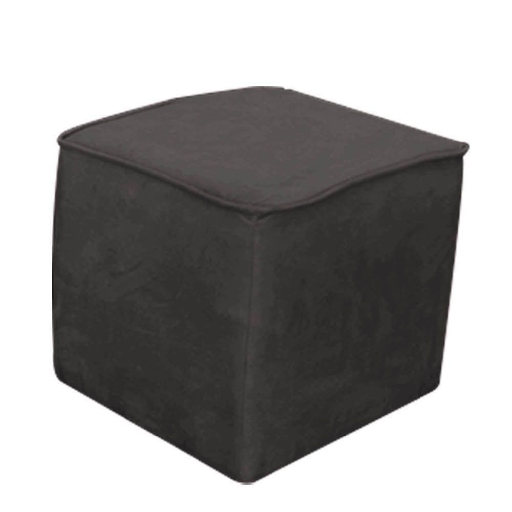 Puff Decorativo Quadrado Veludinho Cinza -Bela Casa Shop