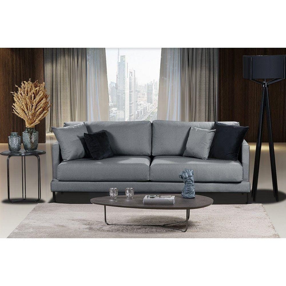 Sofá Living 3 Lugares Linho Corriente 2M Espuma Cinza