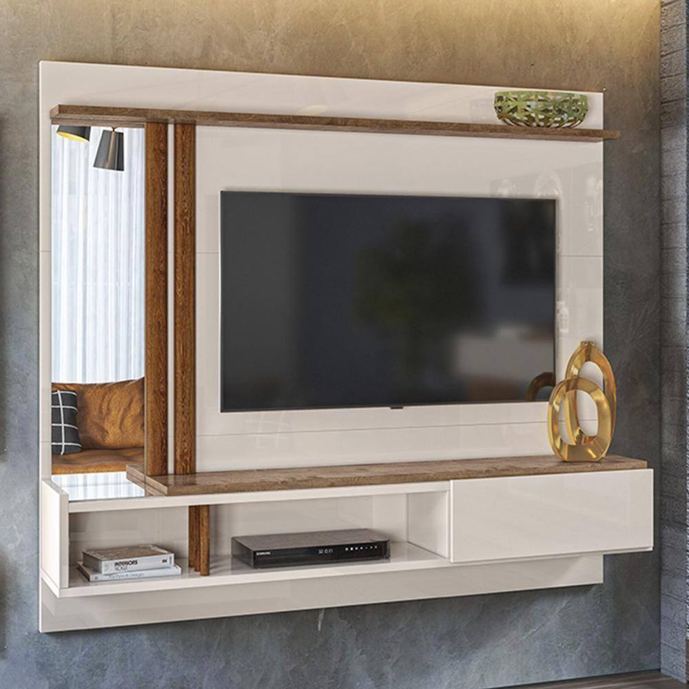 Painel Para Tv Até 60" Off White E Madero Canela 183cm