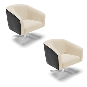 Kit 2 Poltronas Corano Preto Com Linho Bege A19