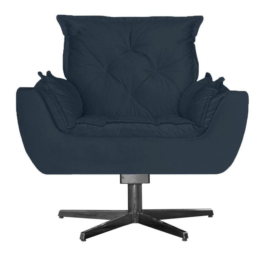Poltrona Base De Balanço Amamentação Suede Azul Marinho