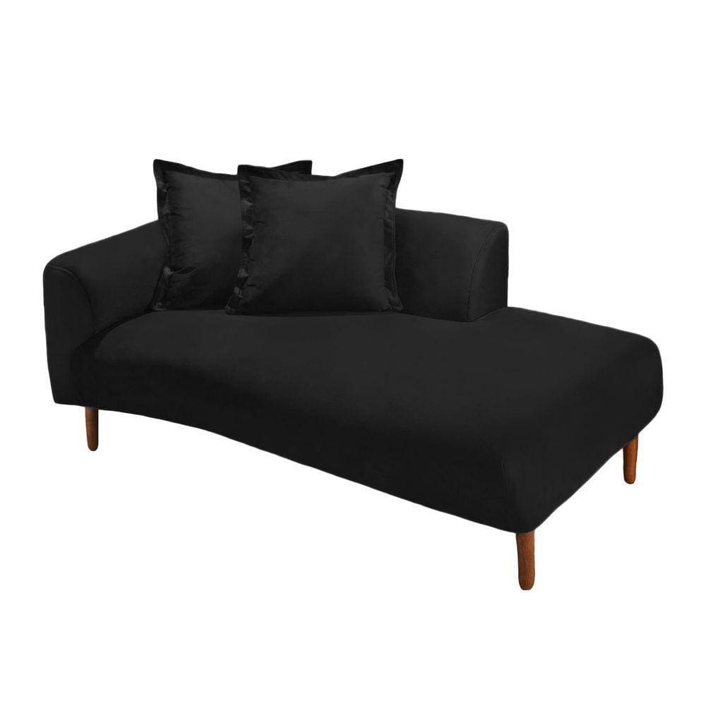Recamier Divã 160Cm Suede Preto