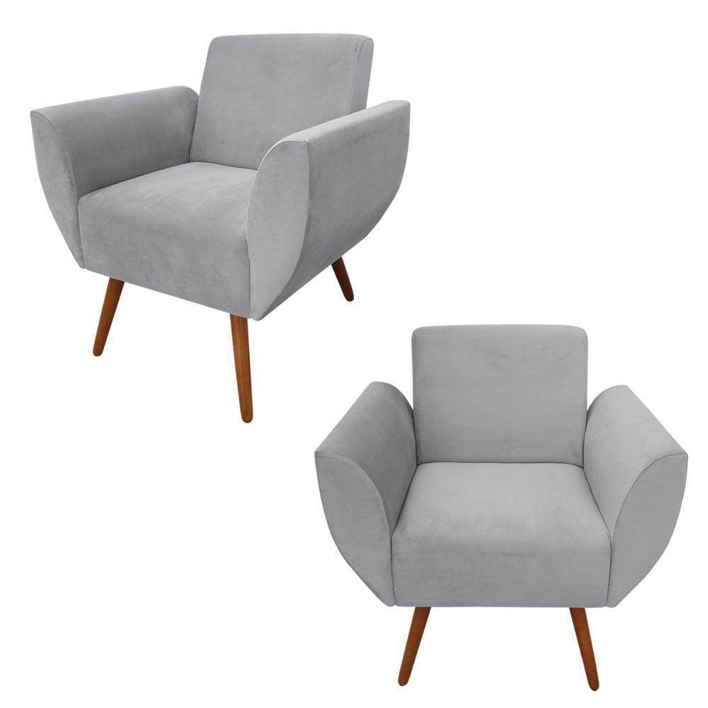 Kit 2 Poltronas Jolly Amamentação E Descanso Veludo Cinza