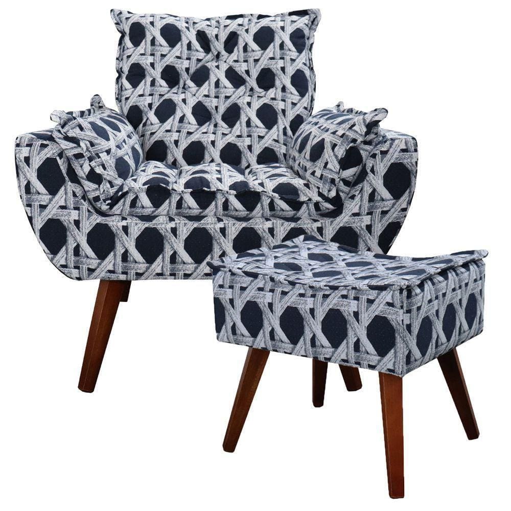 Poltrona + Puff Opala Azul Amamentação