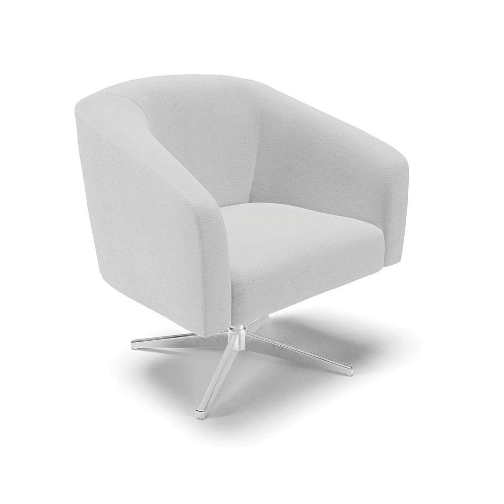 Poltrona Giratória Stella Linho Cinza A05 Base Cromada
