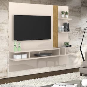 Painel Para Tv Até 50" Viana Off White E Amêndoa 183cm