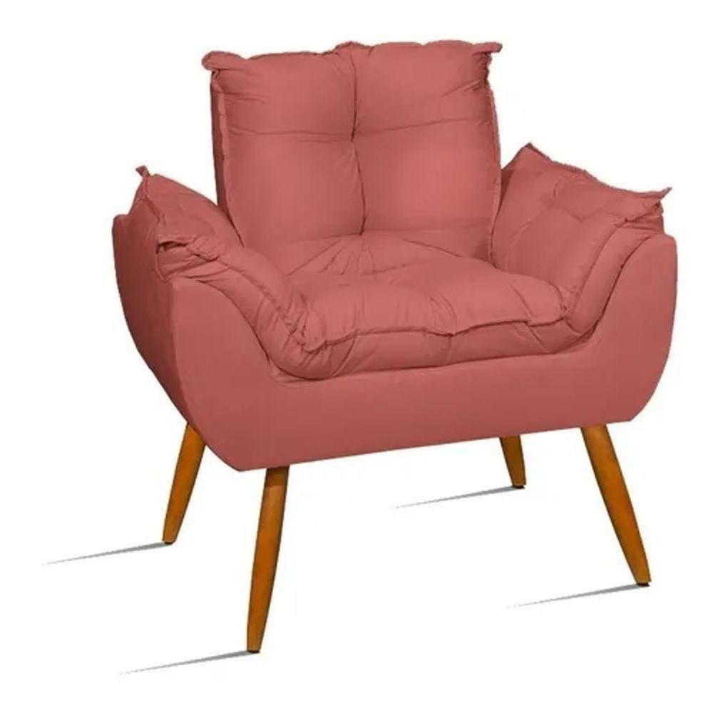 Poltrona Opala Decorativa Suede Rosê