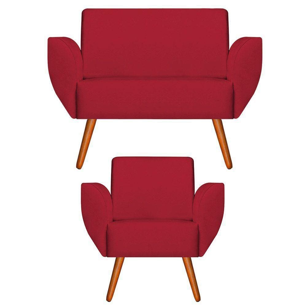 Namoradeira + Poltrona Jolly Suede Vermelho