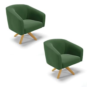 Kit 02 Poltronas Giratória Stella Suede Verde