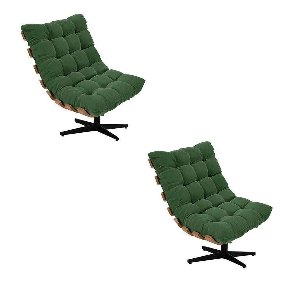 Kit 02 Poltronas Giratória Suede Base Preto-D`rossi