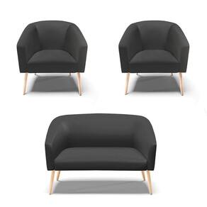 Kit 01 Namoradeira 02 Lugares E 02 Poltronas Preto